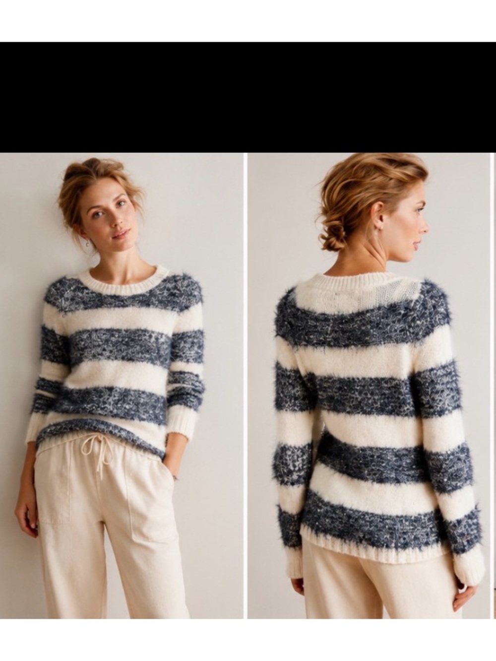 Anthropologie Tabitha Striped Eyelash Sweater